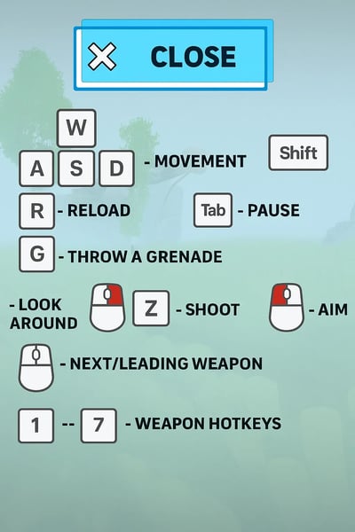 A screenshot of a game with a keyboard and mouse.
